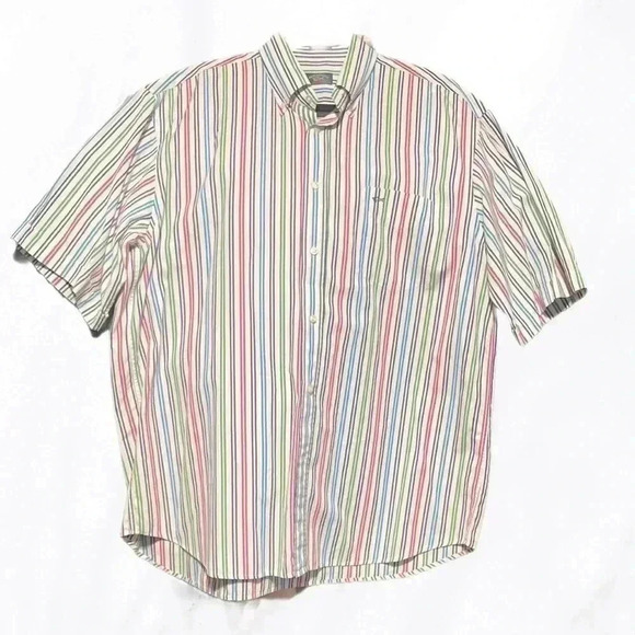 Paul & Shark multi striped short sleeve cotton button down  sport golf shirt 44 - Picture 2 of 5